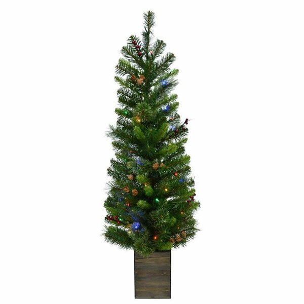 Goldengifts 4 ft. Pencil LED Potted Tree Christmas Tree, Multi Color - 50 Count GO2741185